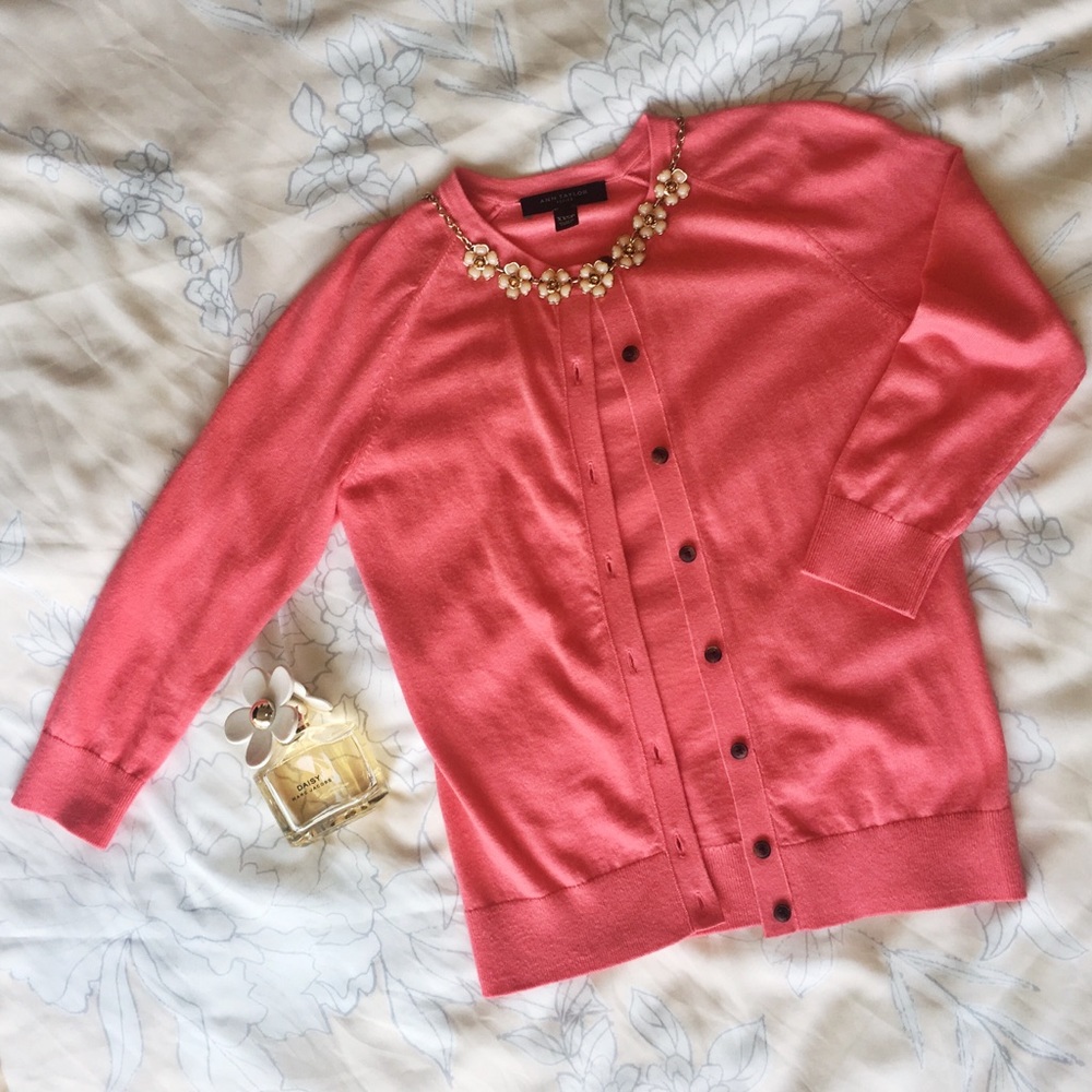Pink Ann Taylor Cotton Cardigan - XXSP